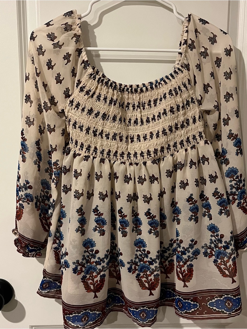 Marisol bohemian smocked peasant blouse, Med